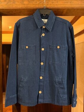 NWT FOLK Indigo Herringbone Chore Jacket Workwear 4 Pocket Overshirt